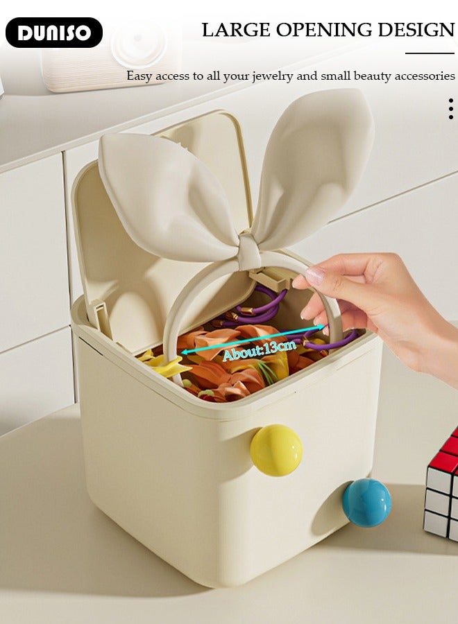 DUNISO Hair Accessories Organizer for Girls, Bathroom Containers for Headband, Bows,Hair Tie,Hair Tools, Scrunchie, Cotton Swab Organization, Desk Storage Box with Lids for Women Girls  - Image 5