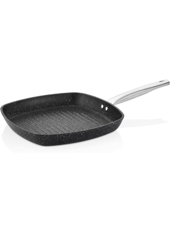 Falez Non Stick Granite Grill Pan, 28 cm Diameter, Black - Image 1