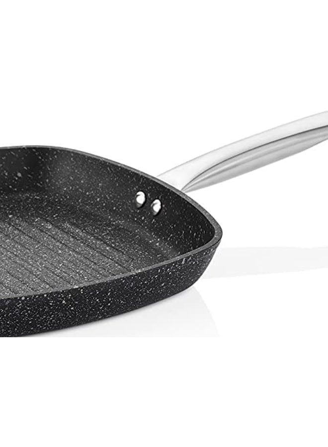Falez Non Stick Granite Grill Pan, 28 cm Diameter, Black - Image 2
