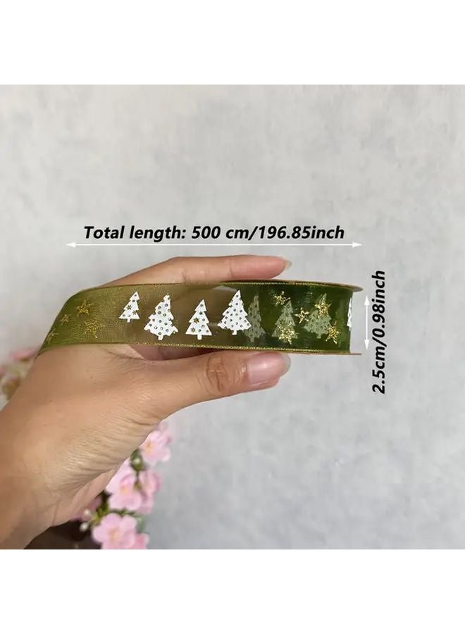 Premium Golden Foil Christmas Ribbon Red Green Wired Fabric For Tree Decorations - Image 4