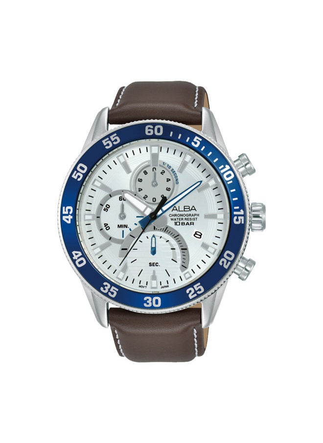 Alba Leather Chronograph Wrist Watch AM3901X1 