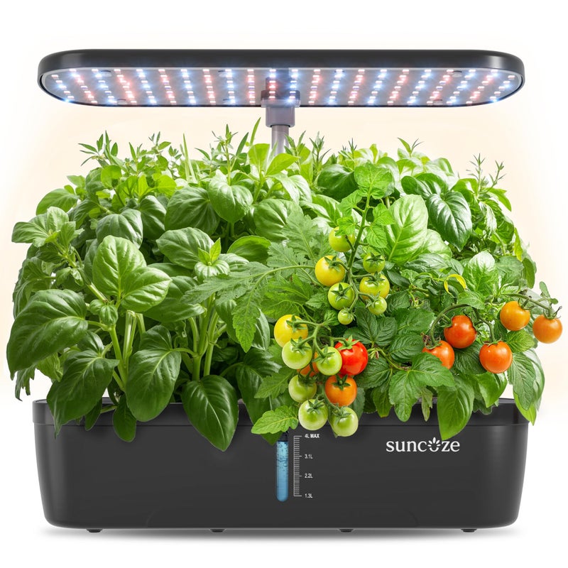 SUNCOZE Hydroponics Growing System Kit 12 Pods Indoor herb Garden with 20W LED Grow Light Visible Water Tank with Pump 22124 Adjustable Height Indoor Gardening System Gardening Gifts Black - Image 2