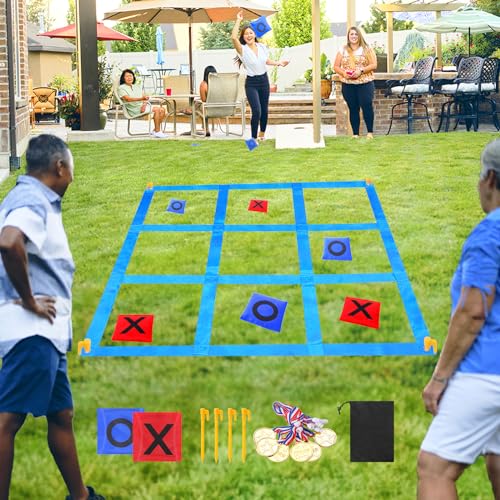 CWLAKON Outdoor Giant Tic Tac Toe Bean Bag Toss Games for Kids Adults Family Large Outside Lawn Yard Backyard Carnival Field Day Game Birthday Party Family Reunion Games Playground Fitness Equipment - Image 1