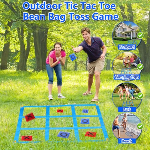CWLAKON Outdoor Giant Tic Tac Toe Bean Bag Toss Games for Kids Adults Family Large Outside Lawn Yard Backyard Carnival Field Day Game Birthday Party Family Reunion Games Playground Fitness Equipment - Image 5