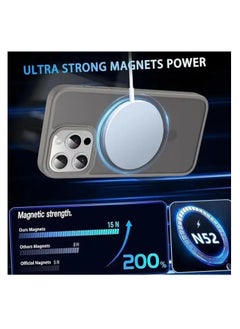 YoYoTech iPhone 15 Pro Matte Finish Magnetic Case [Compatible with MagSafe] [14 FT Drop Protection] Matte Translucent Back Full Protection Cover Natural Grey Titanium  - Image 2