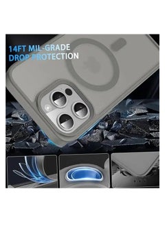YoYoTech iPhone 15 Pro Matte Finish Magnetic Case [Compatible with MagSafe] [14 FT Drop Protection] Matte Translucent Back Full Protection Cover Natural Grey Titanium  - Image 4