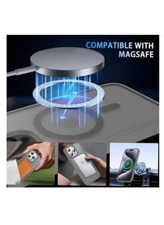 YoYoTech iPhone 15 Pro Matte Finish Magnetic Case [Compatible with MagSafe] [14 FT Drop Protection] Matte Translucent Back Full Protection Cover Natural Grey Titanium  - Image 3