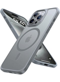YoYoTech iPhone 15 Pro Matte Finish Magnetic Case [Compatible with MagSafe] [14 FT Drop Protection] Matte Translucent Back Full Protection Cover Natural Grey Titanium  - Image 1