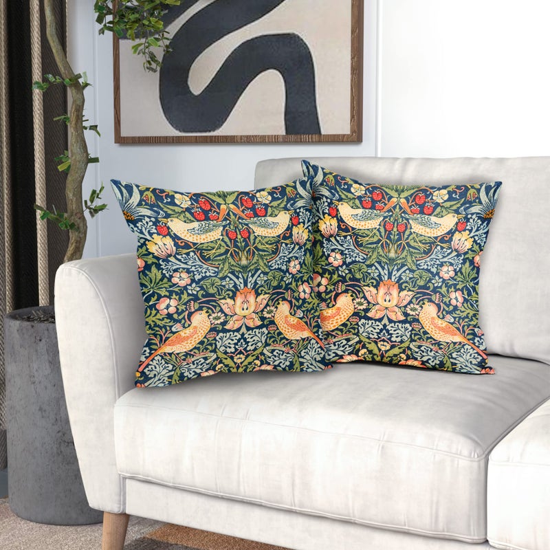 aportt Chinoiserie Blue Sage Green Teal Pimpernel Pillow Covers 20X20 in Set of 2 Colorful Floral Bird Red Strawberry Pillow Cases Vintage Flower Throw Pillowcases Home Decor - Image 5
