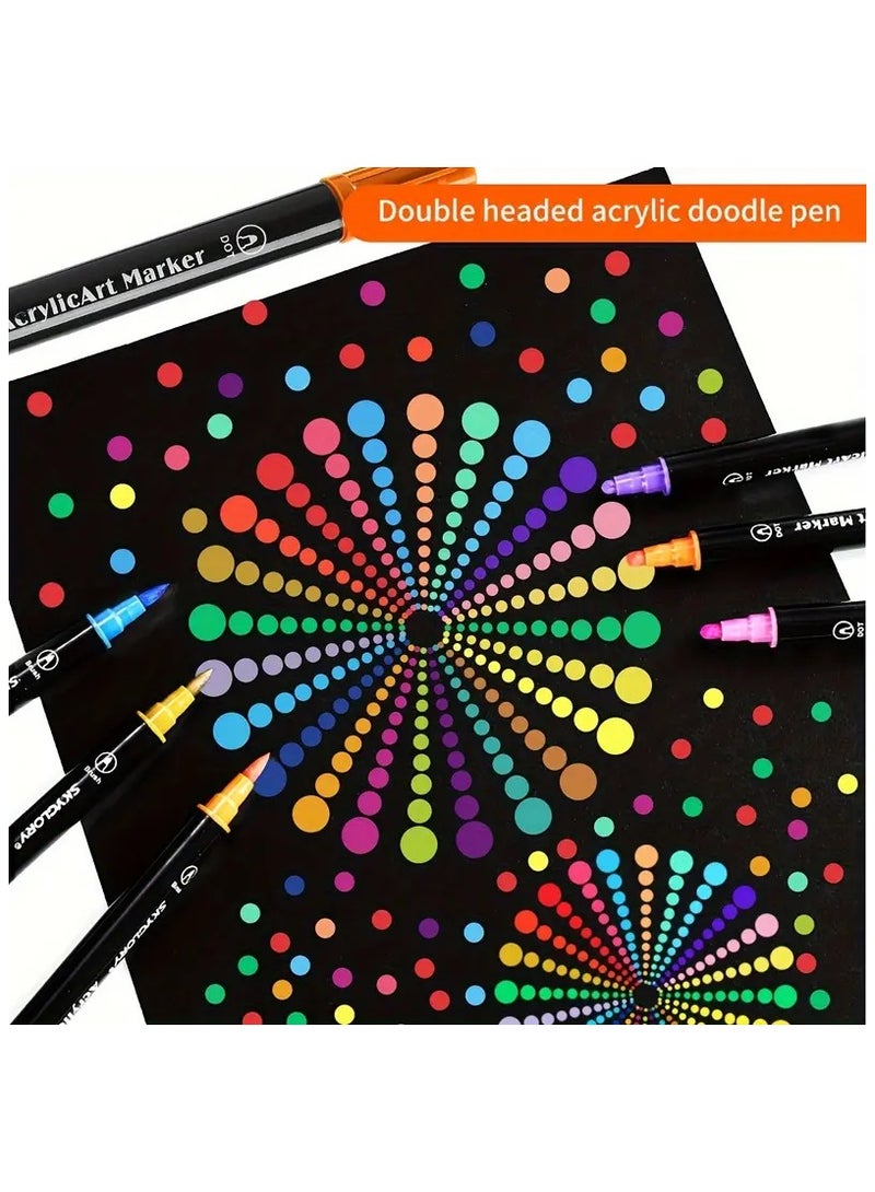 Generic 12-Piece Dual Tip Acrylic Paint Marker, Premium Non-toxic Acrylic Paint Pens With Dot and Brush End For Rock, Glass, Cloth, Wood, Ideal for Arabic Calligraphy & DIY Art - Image 4