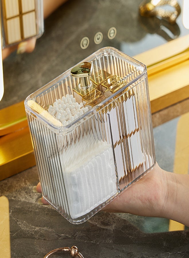 Light Luxury Cotton Box Cosmetic Cotton Storage Box Desktop Dressing Table Dustproof Transparent Makeup Remover Cotton Lipstick Cosmetic Box(transparent green small size) - Image 2