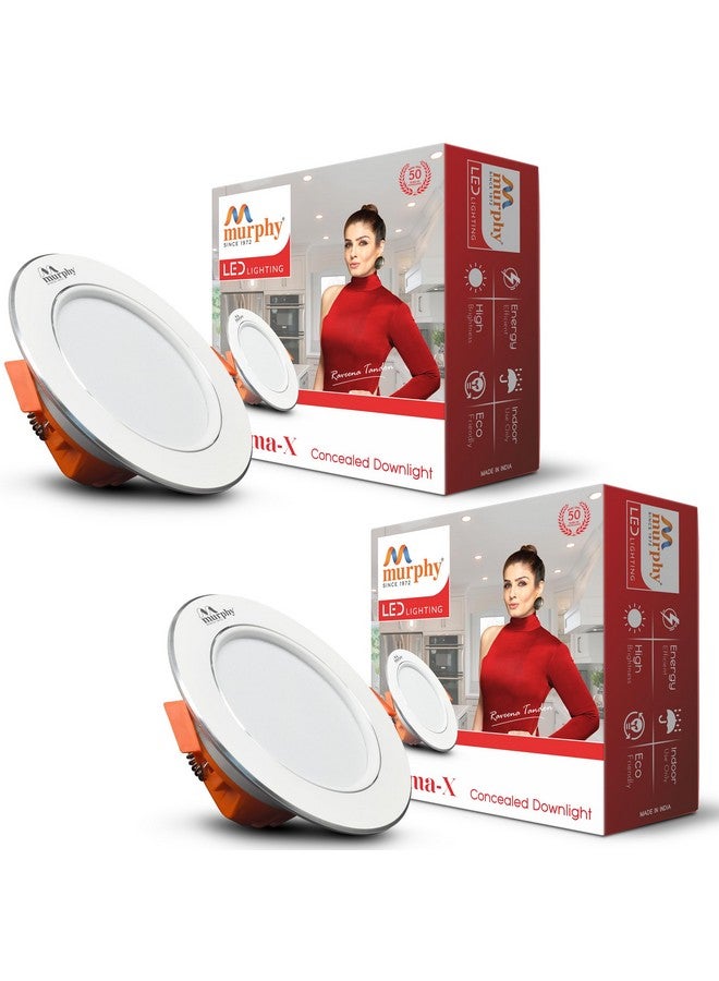Murphy Croma 9W Concealed LED Downlight | Pack of 2 | Cool White |Aluminium Finish | Eye-Caring & Long-Lasting Brightness | 2 Years Warranty | Suited for 3 Inch Junction Box - Image 1