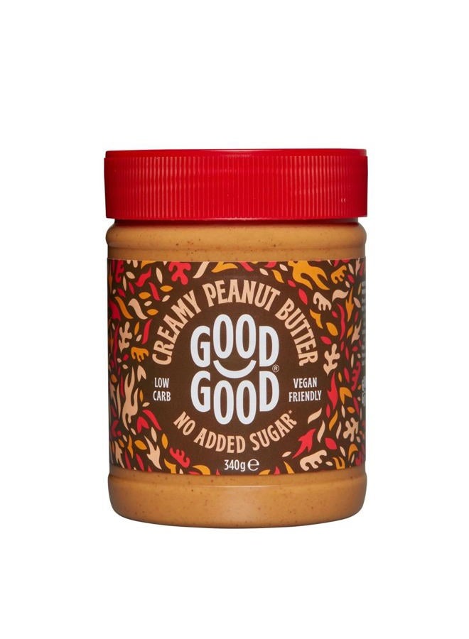 GOOD GOOD Creamy Peanut Butter Keto Friendly - Low Carb & No Added Sugars - Vegan - No Palm Oil or Preservatives - Non-GMO - 12 oz / 340g (Pack of 1) - Image 1