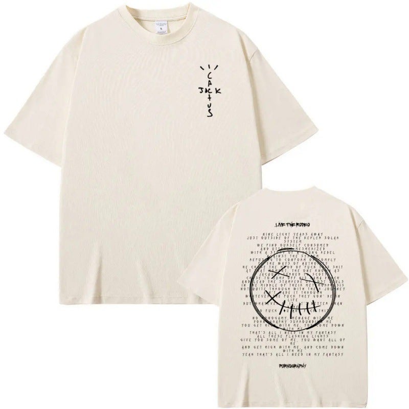 [European Cotton T] Limited Cactus Jack Tshirt Male Pure T-Shirt - Image 2
