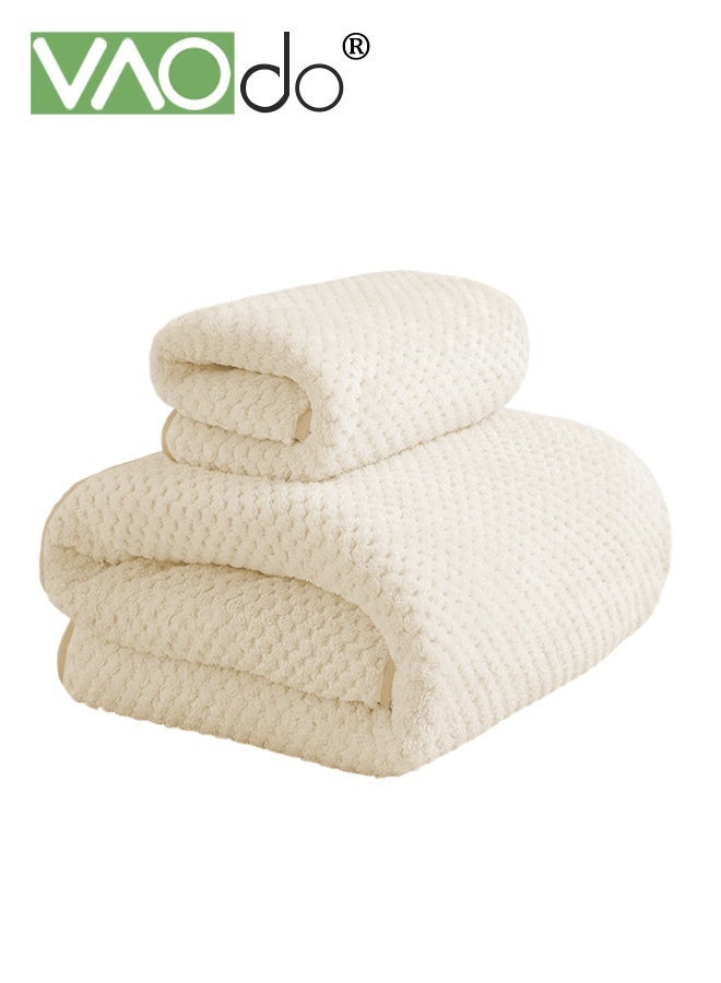 VAOdo 2PCS Bath Towels Set, Lightweight Cable Knit Bath Sheet, Super Soft and High Absorbency Material Towel 35*75CM and Bath Towel 70*140CM - Image 1