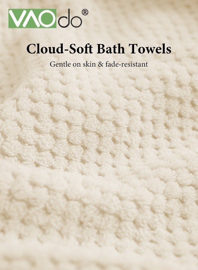 VAOdo 2PCS Bath Towels Set, Lightweight Cable Knit Bath Sheet, Super Soft and High Absorbency Material Towel 35*75CM and Bath Towel 70*140CM - Image 3