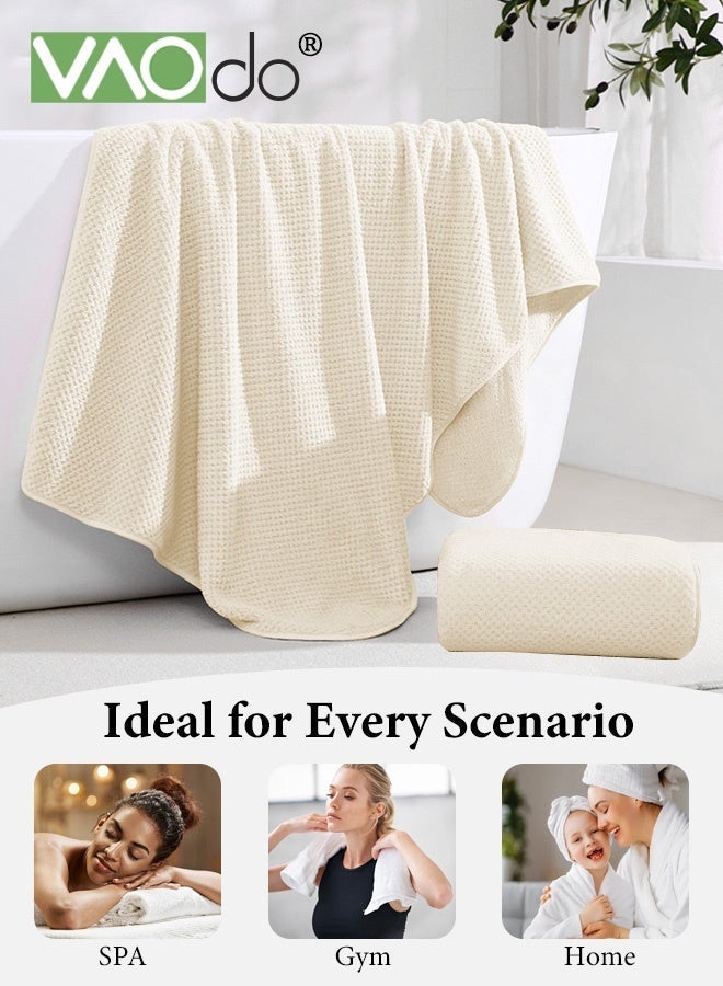 VAOdo 2PCS Bath Towels Set, Lightweight Cable Knit Bath Sheet, Super Soft and High Absorbency Material Towel 35*75CM and Bath Towel 70*140CM - Image 5
