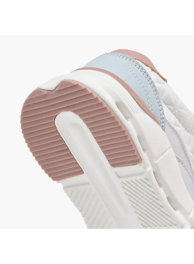 Little Missy Girls Panelled Sneakers with Hook and Loop Closure