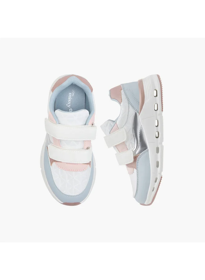 ميسي الصغيرة Girls Panelled Sneakers with Hook and Loop Closure