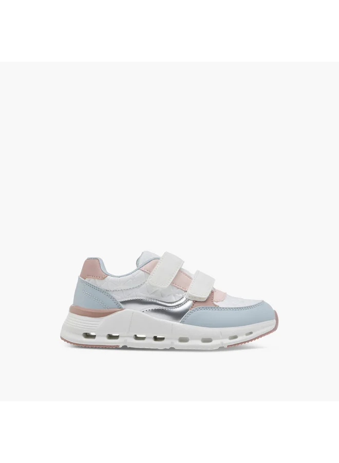 Little Missy Girls Panelled Sneakers with Hook and Loop Closure