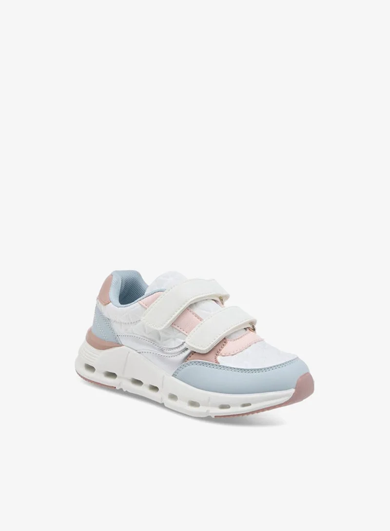 Little Missy Girls Panelled Sneakers with Hook and Loop Closure