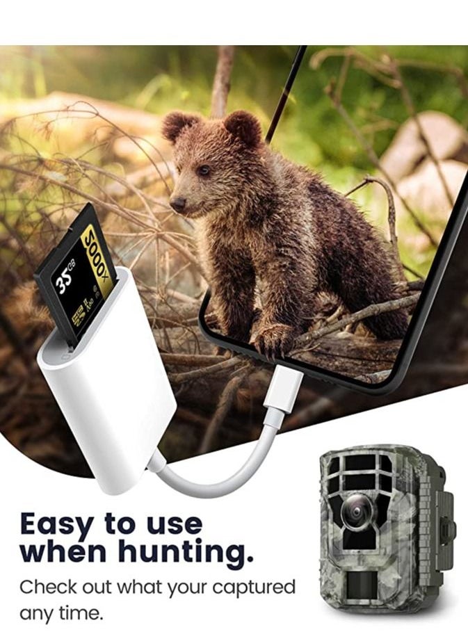 SYOSI - SD Card Reader for iPhone iPad Micro SD Card Reader with Dual Slots Compatible with iPhone Trail Camera Viewer Reader Plug and Play White - Image 1