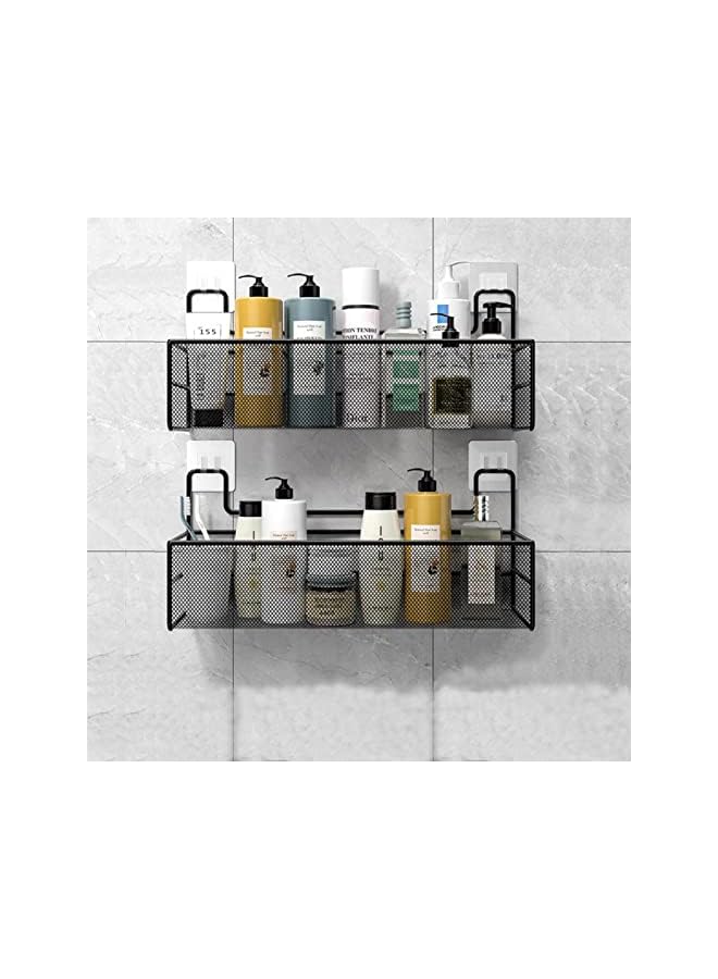 Raxoom (2 Pack) Hanging Shower Bathroom Shelf Basket Adhesive Wall Mounted Metal Bathroom Organizer Organizer for Bathroom Storage Shower Gel Organizer, Kitchen Shelf Rack, Stainless Steel - Image 3
