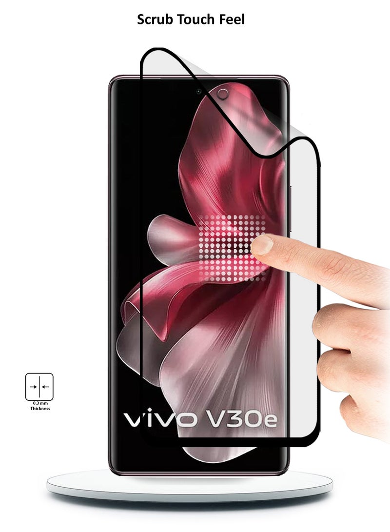 دبليو تيك واقي شاشة مرن غير لامع بغطاء كامل وغراء نانو سيراميك لهاتف فيفو V30e 5G 2024 شفاف/أسود - Image 3