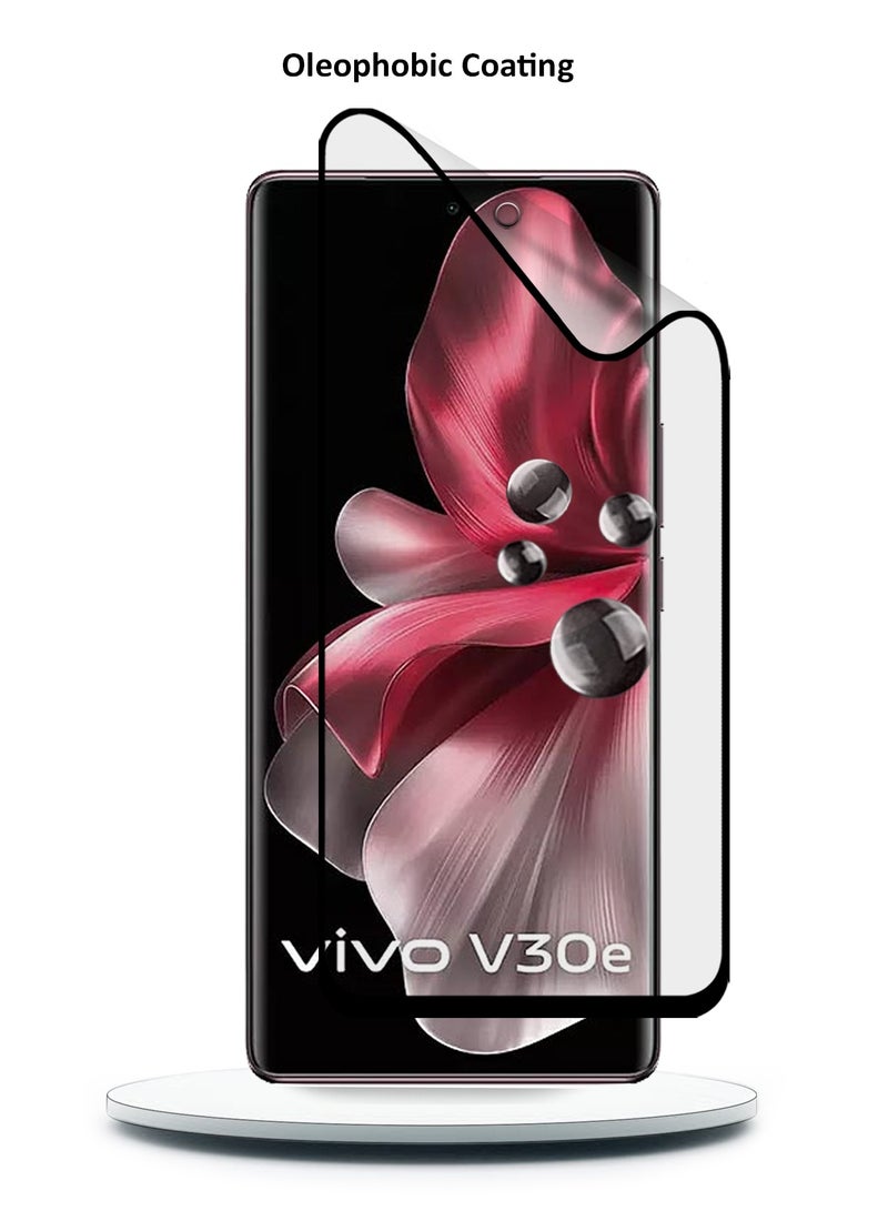 دبليو تيك واقي شاشة مرن غير لامع بغطاء كامل وغراء نانو سيراميك لهاتف فيفو V30e 5G 2024 شفاف/أسود - Image 5