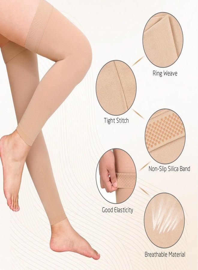 Athbavib Thigh High Compression Stockings Footless, 15-20mmHg Footless Compression Socks for Men & Women-Ideal for Athletic, Medical, Travel Use - Image 3
