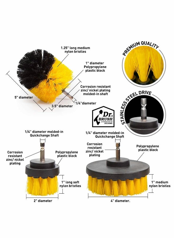 Drill Brush, 8 Pieces Drill Brush Attachment Set Scouring Pads, Power Scrubber Brush Scrub Pads Cleaning Kit All Purpose Cleaner for Bathroom Surfaces, Floor, Tub, Shower, Grout, Tile, Corners