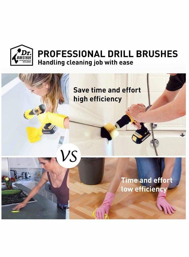 Drill Brush, 8 Pieces Drill Brush Attachment Set Scouring Pads, Power Scrubber Brush Scrub Pads Cleaning Kit All Purpose Cleaner for Bathroom Surfaces, Floor, Tub, Shower, Grout, Tile, Corners
