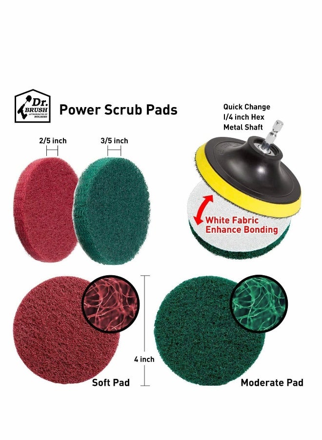 Drill Brush, 8 Pieces Drill Brush Attachment Set Scouring Pads, Power Scrubber Brush Scrub Pads Cleaning Kit All Purpose Cleaner for Bathroom Surfaces, Floor, Tub, Shower, Grout, Tile, Corners
