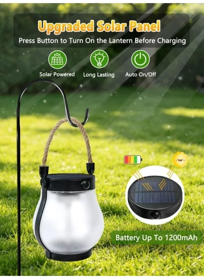 مجموعة من قطعتين مصابيح ديكور شمسية بتأثير اللهب، مصابيح LED معلقة بلهب متحرك، شحن بالطاقة الشمسية وUSB-C، وضعان للإضاءة، مقاومة للماء IP65، تشغيل وإيقاف تلقائي، للحديقة والفناء والشرفة والأشجار والأسوار - Image 5