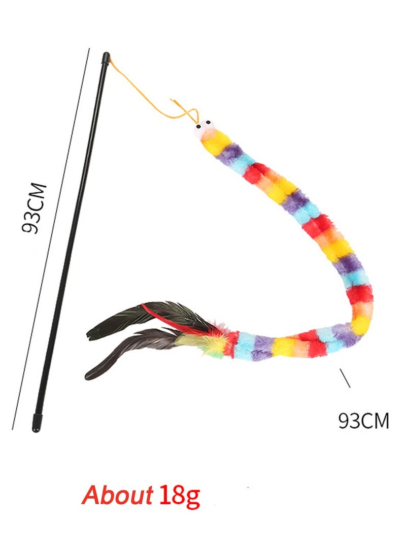 Kidle - Interactive Cat Toys Colorful Wand with Feather Attract Cat Attention Worm Toy for Cat - Image 1