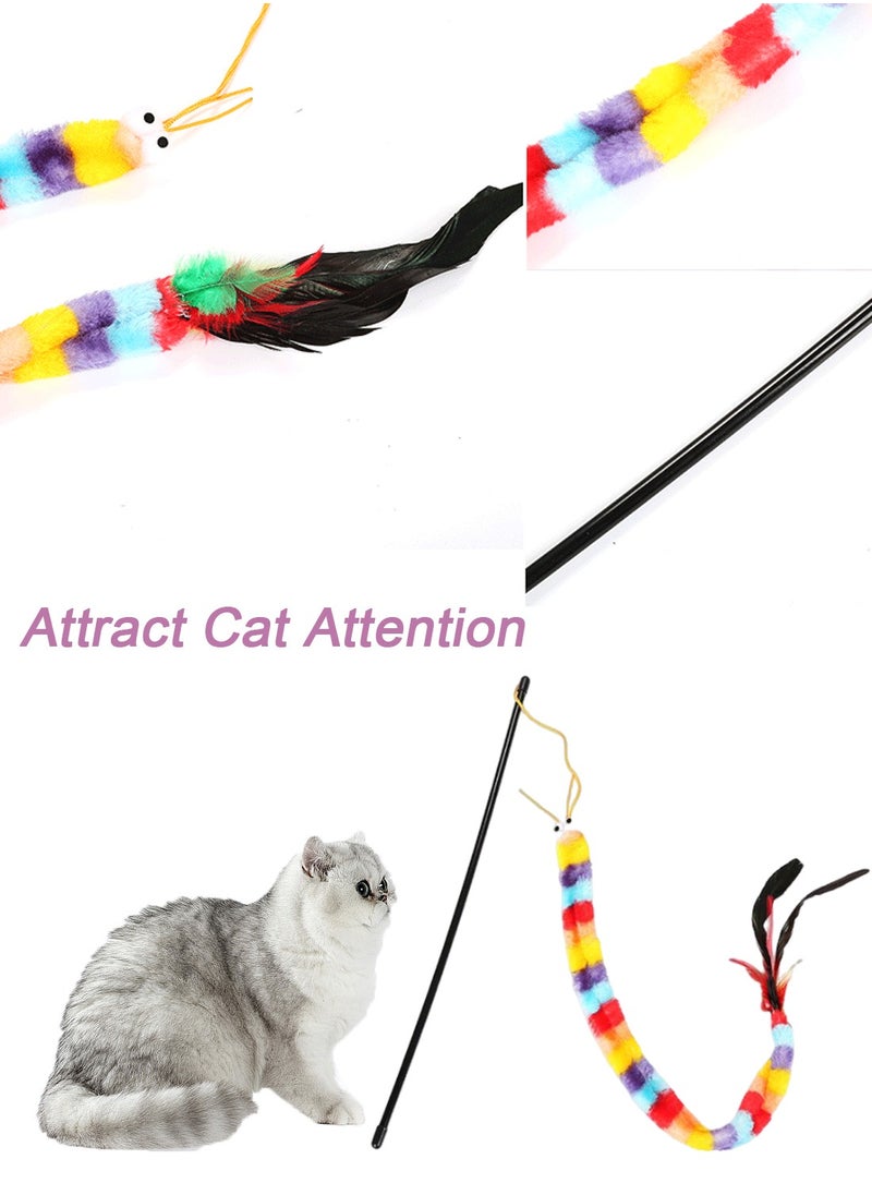Kidle - Interactive Cat Toys Colorful Wand with Feather Attract Cat Attention Worm Toy for Cat - Image 1