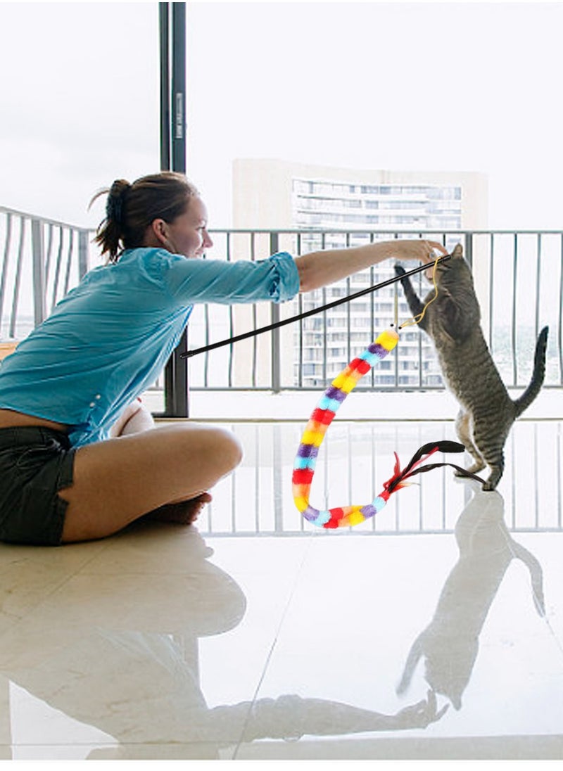 Kidle - Interactive Cat Toys Colorful Wand with Feather Attract Cat Attention Worm Toy for Cat - Image 1