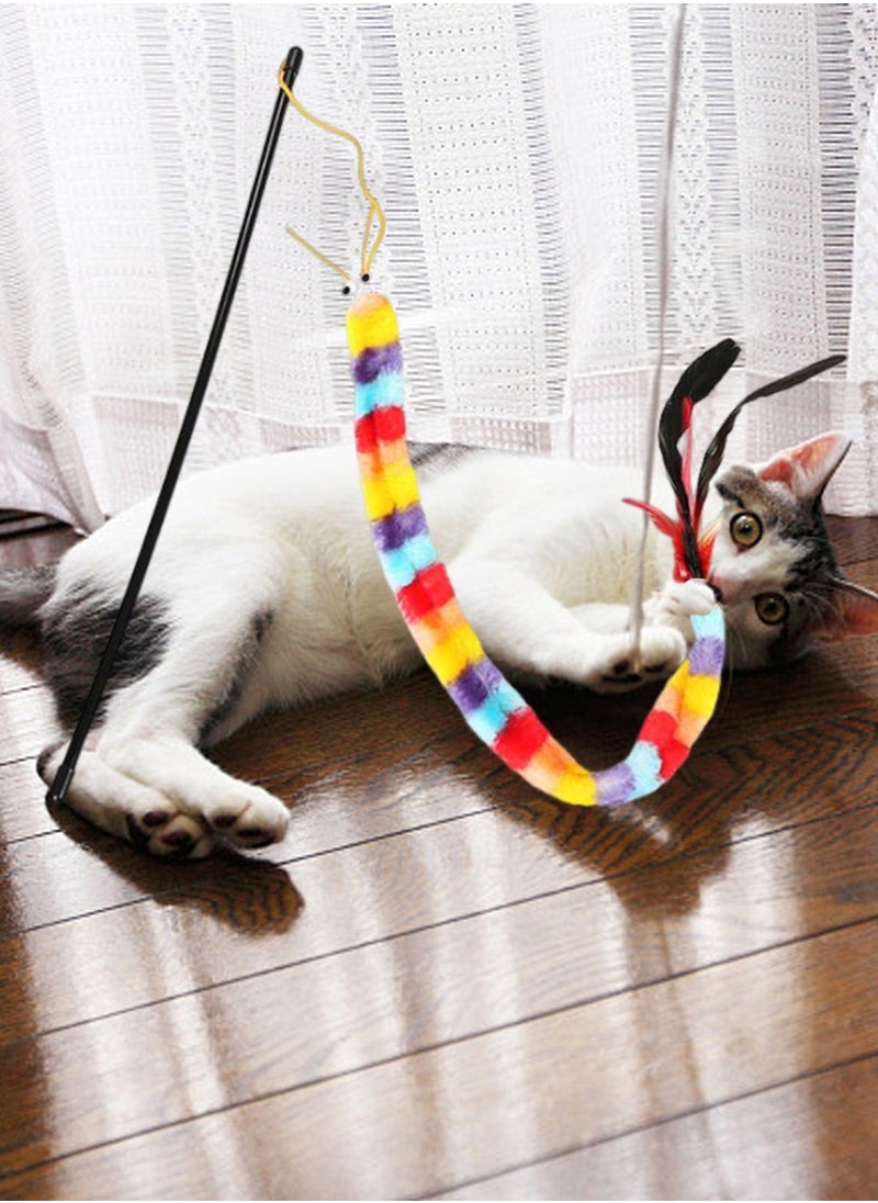 Kidle - Interactive Cat Toys Colorful Wand with Feather Attract Cat Attention Worm Toy for Cat - Image 1