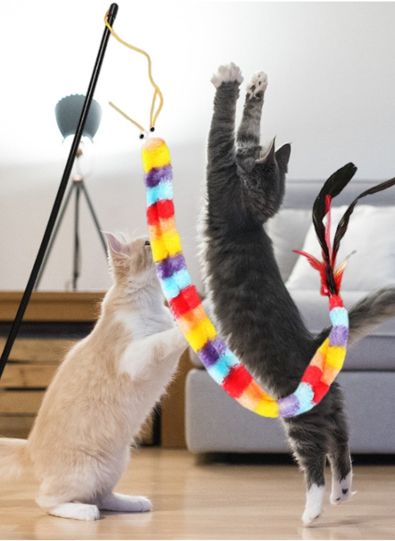 Kidle - Interactive Cat Toys Colorful Wand with Feather Attract Cat Attention Worm Toy for Cat - Image 1