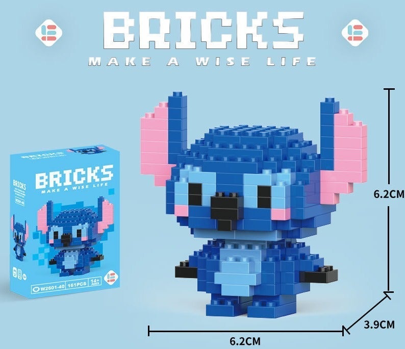 JAYATO 161 PCS Cartoon Stitch Building Bricks Set, DIY Block Building Set, Classic Mini Building Bricks, Assembling Building Blocks Suitable for Boys and Girls Aged 6 and Up - Image 1