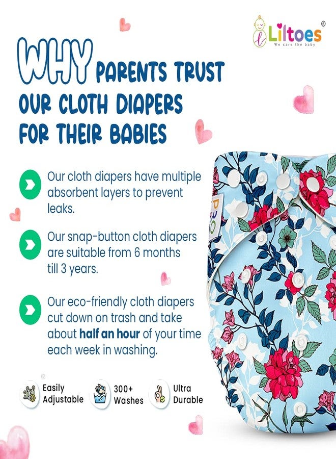 Liltoes CLOTH DIAPER COMBO OF 3 (CLOUD, ROSE-FLOWER & YELLOW) - Image 2