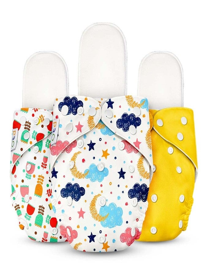Liltoes CLOTH DIAPER COMBO OF 3 (CLOUD, ROSE-FLOWER & YELLOW) - Image 1