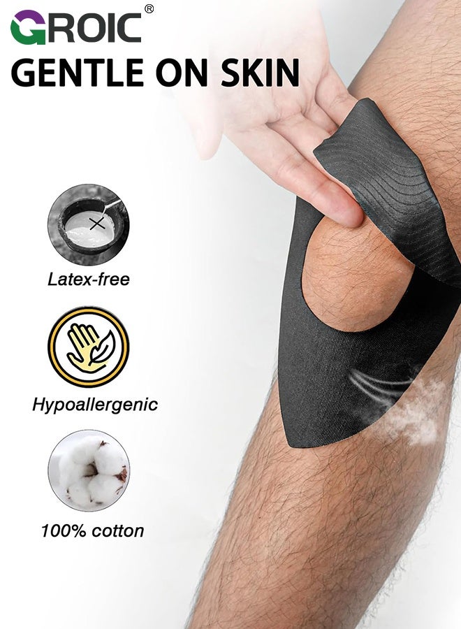GROIC Kinesiology Tape for Knees, 10 Pcs Precut Kinesiology Tape for Knee Pain Relief & Support, Waterproof & Elastic Athletic Tape for Knee Stability, Breathable & Comfortable Knee Tape - Image 4