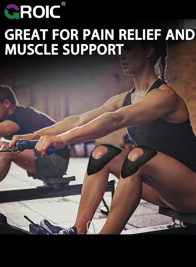 GROIC Kinesiology Tape for Knees, 10 Pcs Precut Kinesiology Tape for Knee Pain Relief & Support, Waterproof & Elastic Athletic Tape for Knee Stability, Breathable & Comfortable Knee Tape - Image 5