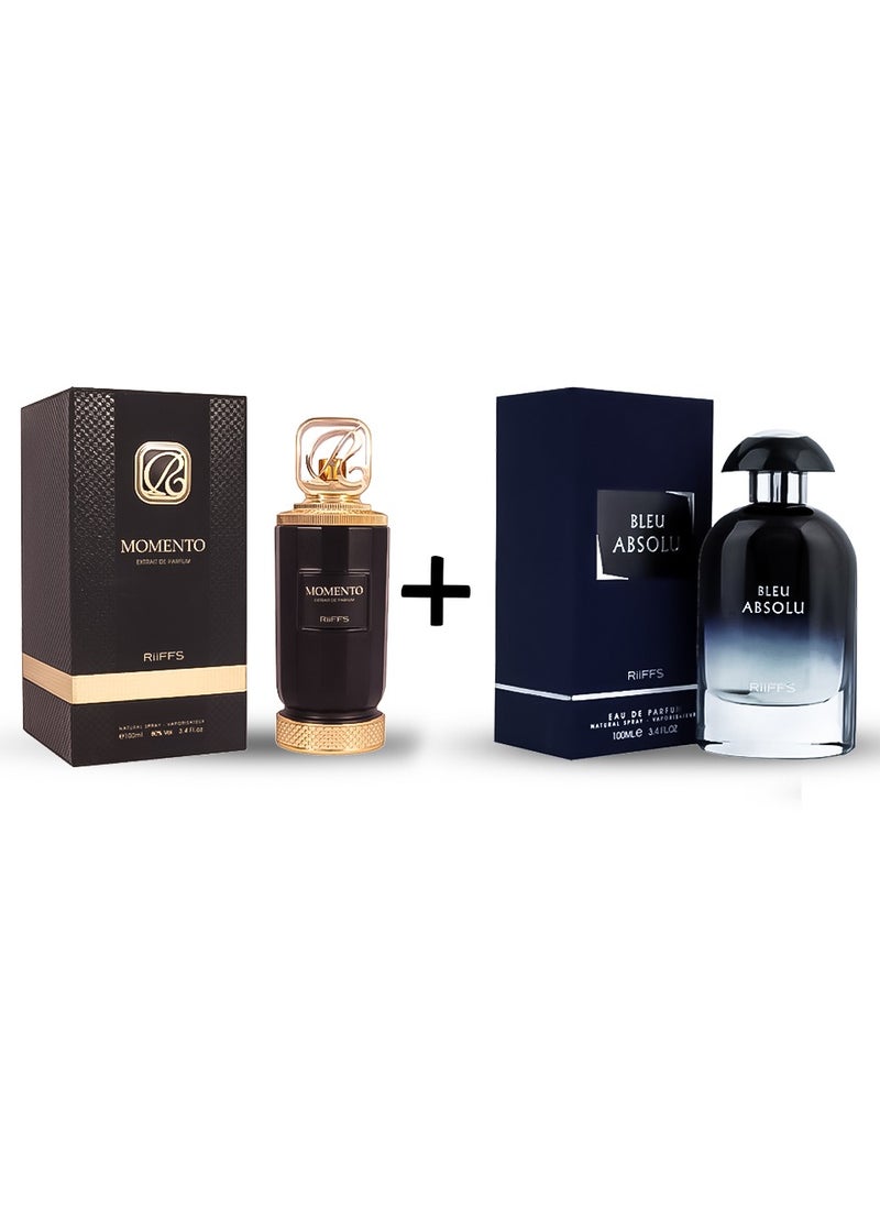 RIIFFS PERFUMES RiiFFs Parfums Momento Extrait De Parfum For Men 100ML+ RIIFFS SPRAY BLEU ABSOLU FOR MEN EAU DE PARFUM 100ML 