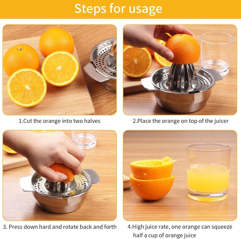 AGANIC - Premium Lemon Squeezer Stainless Steel – Manual Hand Juicer for Fruits, Mosambi Juice Maker, Lime & Orange Juice Squeezer Tool (Lemon Squeezer) - Image 5