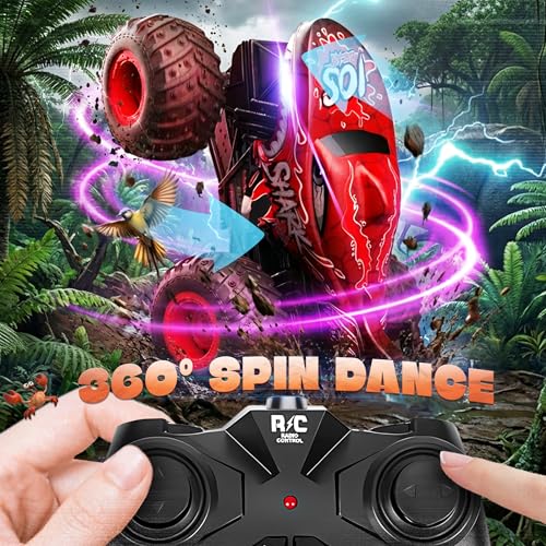 BEZGAR Monster Truck Toys  Remote Control Monster Truck with Light  Music Dinosaur Toys for Kids 120 Scale RC Truck with 360 Spins and Drifting Remote Control Car for Boys 47 Red - Image 5