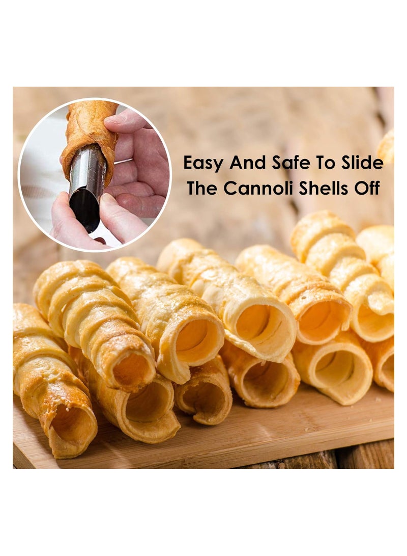 SOLARAE 15 Pcs Stainless Steel Cannoli Tubes Set 5 inch Large Non stick Cream Horn Danish Pastry Molds for DIY Baking Waffle Cone Pastry Roll Croissant - Image 3