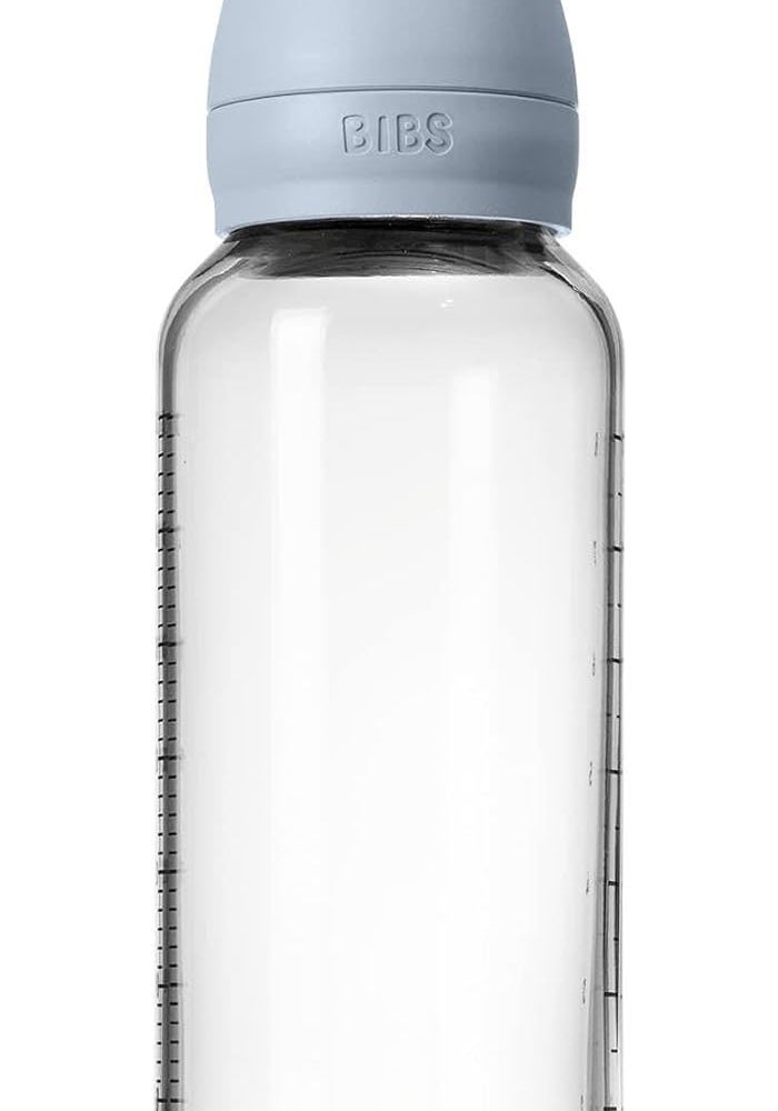 BIBS Glass Baby Bottle - 240ml - Medium Flow - Baby Blue - Image 4