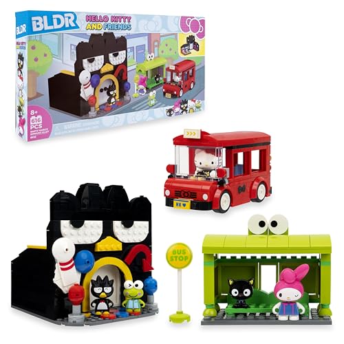 Bldr مجموعة بناء ممر البولينغ Hello Kitty وأصدقائها BadtzMaru Hello Kitty Keroppi BadtzMaru My Melody Chococat شخصيات مصغرة 8 0132 - Image 1